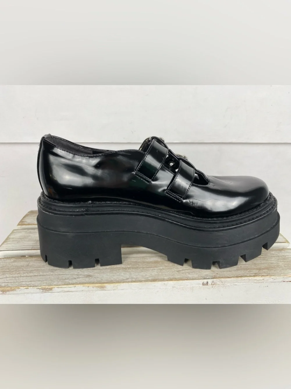 Circus NY Sam Edelman Bryce Black Chunky platform Mary Jane Shoe Loafers Sz 7.5